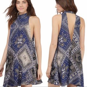 NWT FREE PEOPLE Beaux Blue Black Print Slip Dress